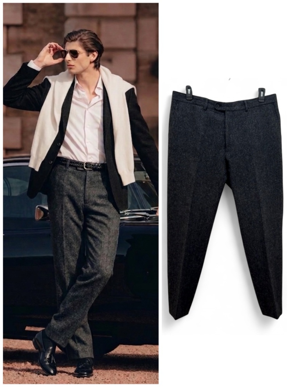 Walker Slater 100% Wool Gray Edward II Trouser Pants Size 40 Old Money Heritage